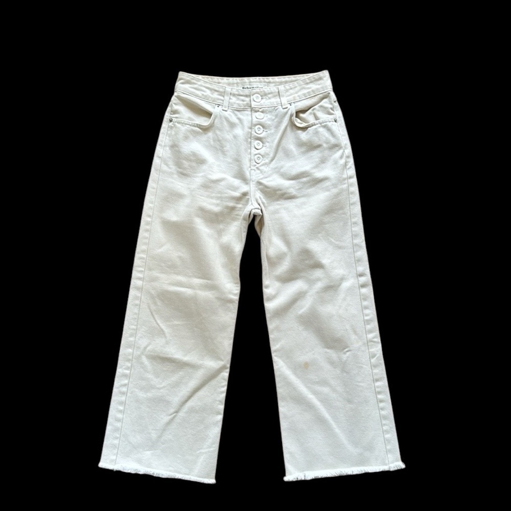 Reformation Madison Button Fly Wide Leg White Denim Jeans size 28